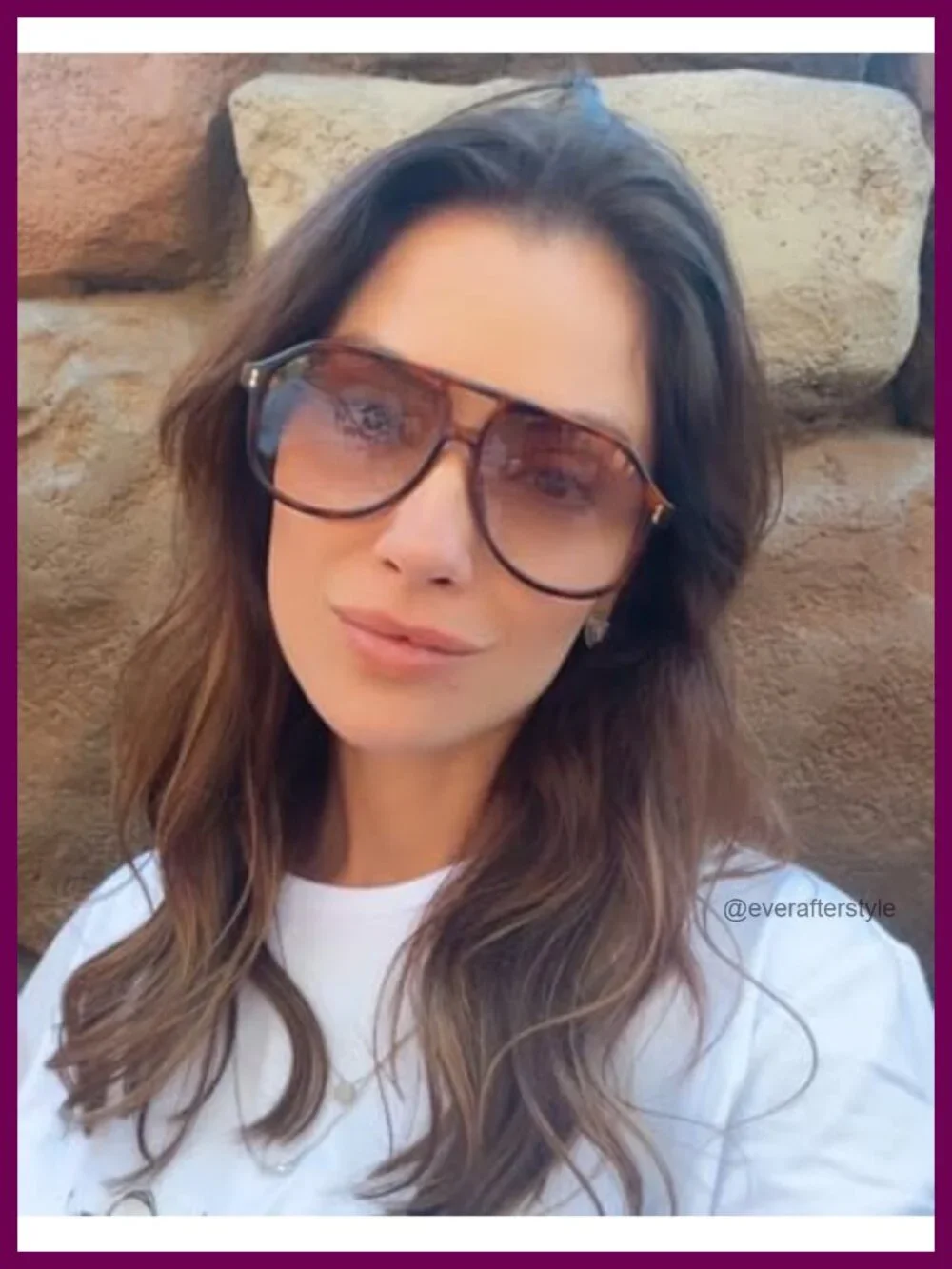 Oversized Square Aviator Sunglasses UV400 Retro Double Bridge for Women